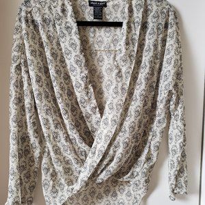 Sheer Gray and Cream Paisley Blouse